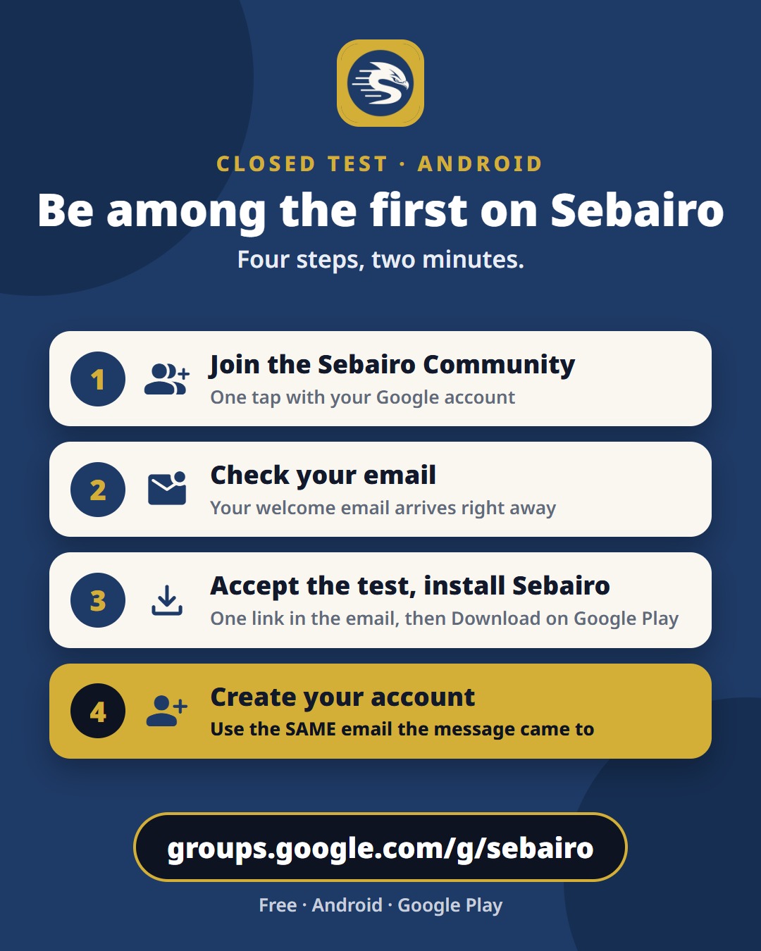How to join the Sebairo test in four steps